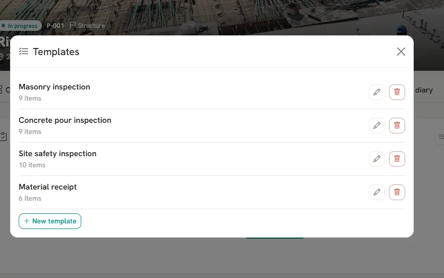 Inspection checklists
