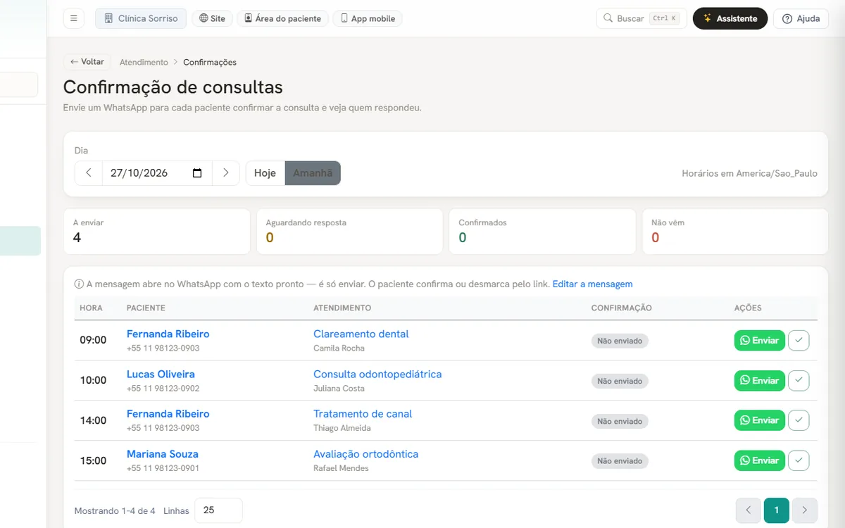 Confirmação pelo WhatsApp