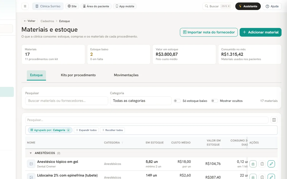 Materiais e estoque